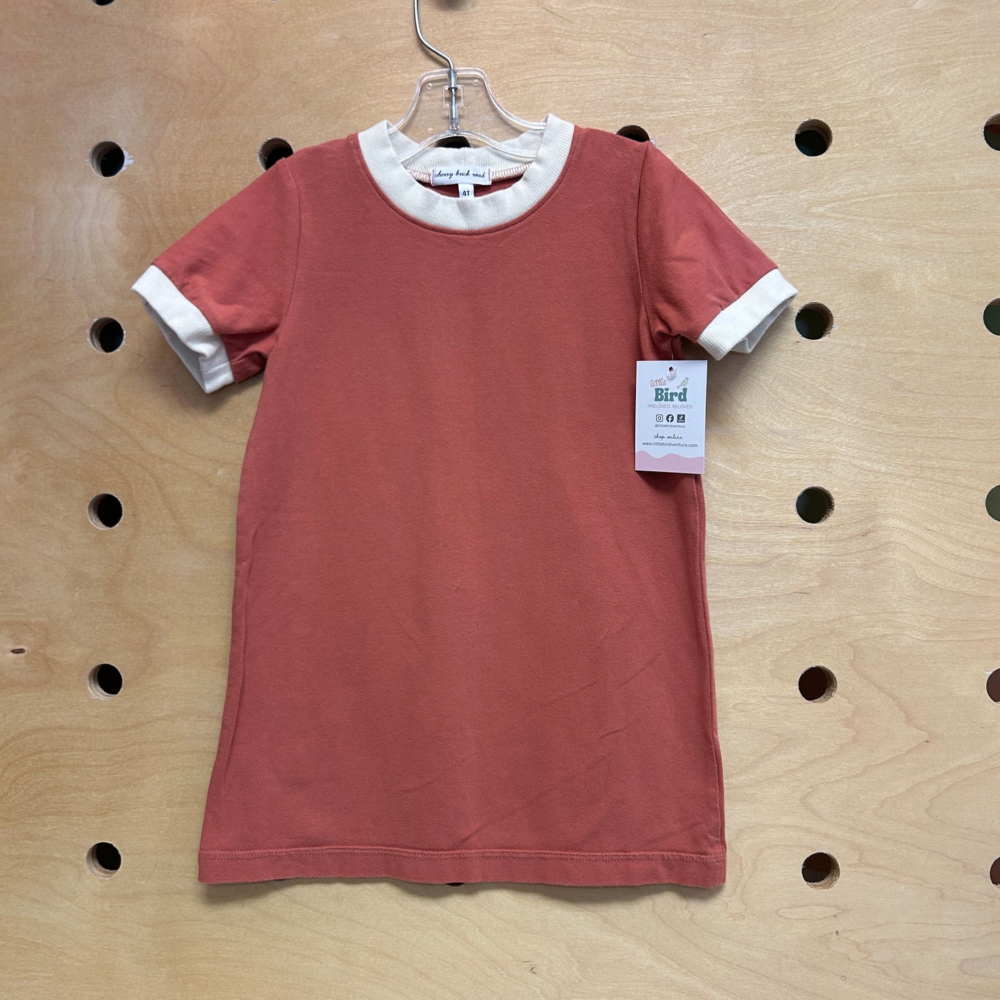 Rust/Cream Ringer Tee Dress