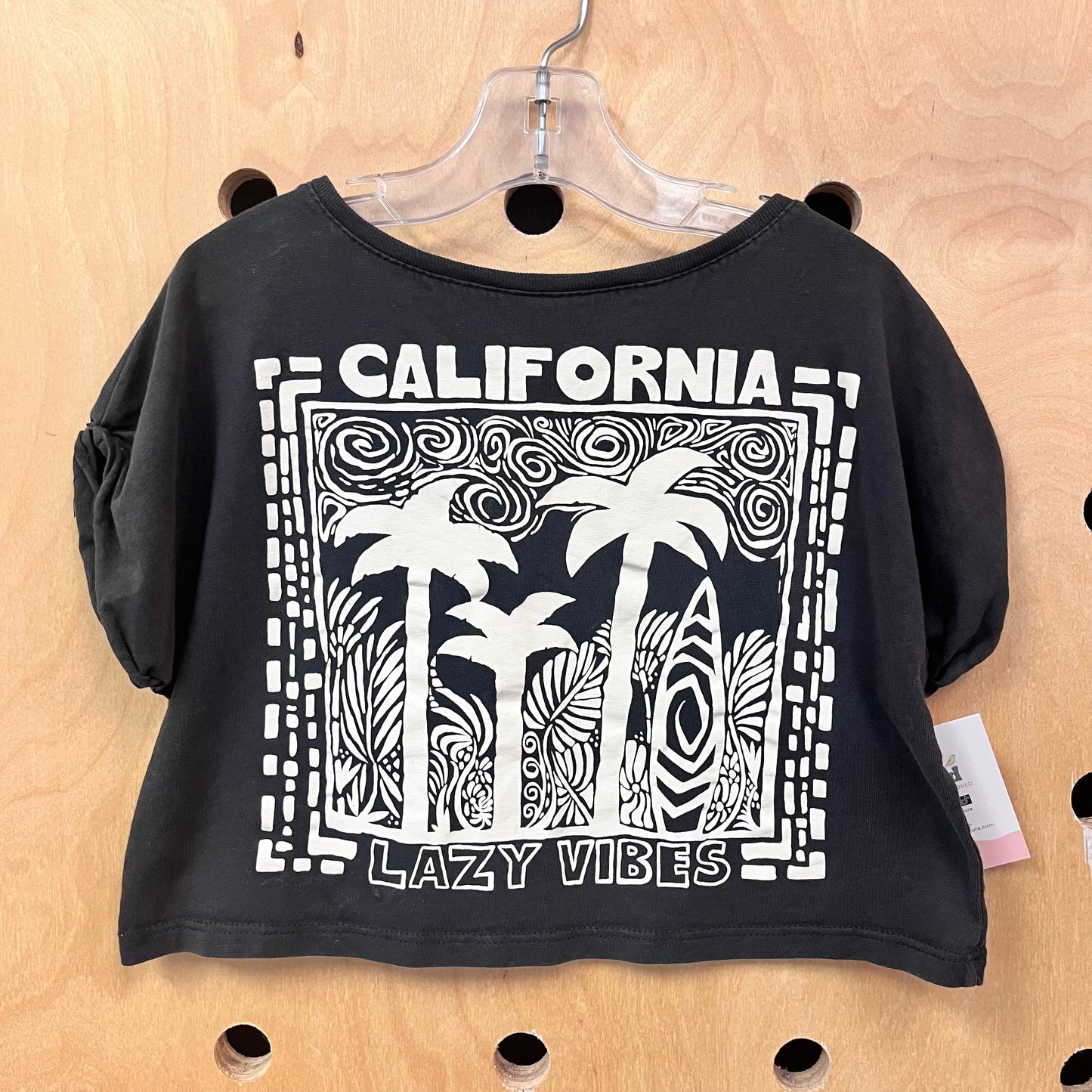 Grey CA Lazy Vibes Crop Tee