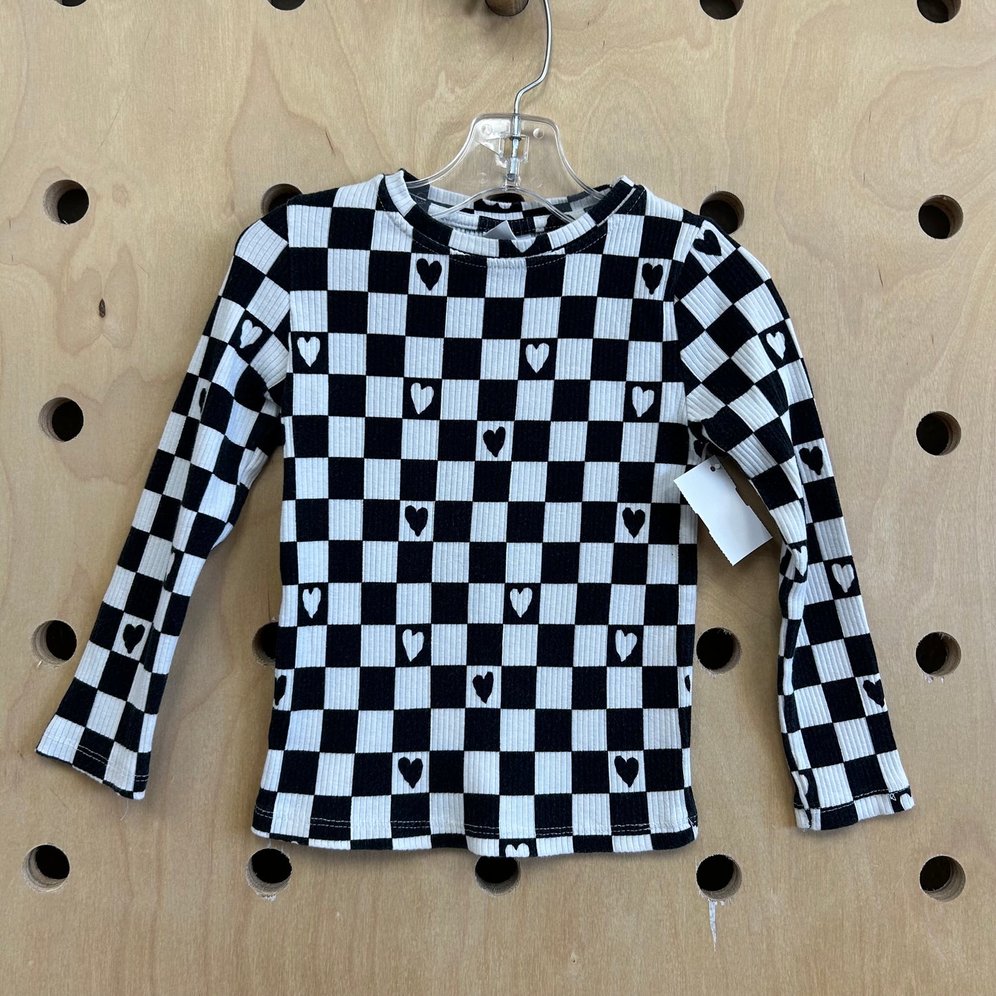 B+W Ribbed Checkered Top