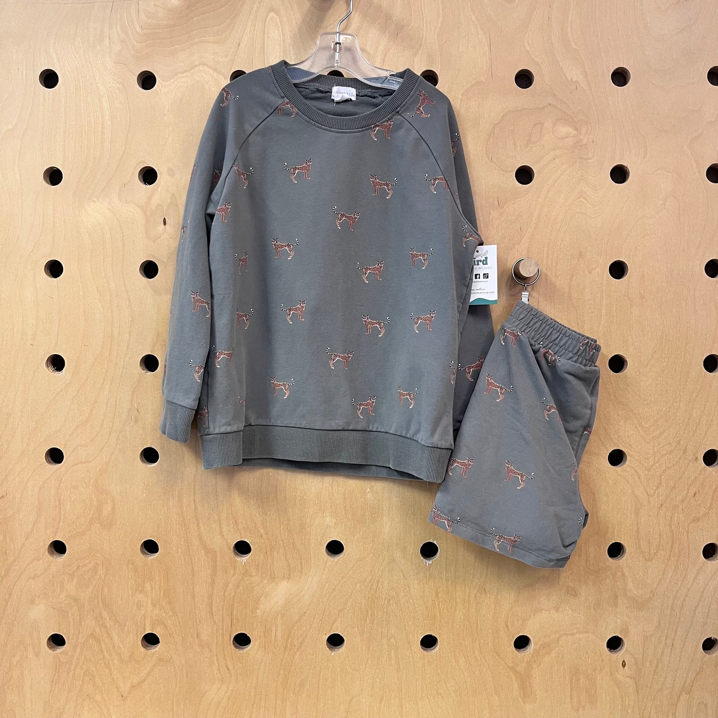 Grey Leopard Sweatshirt & Shorts