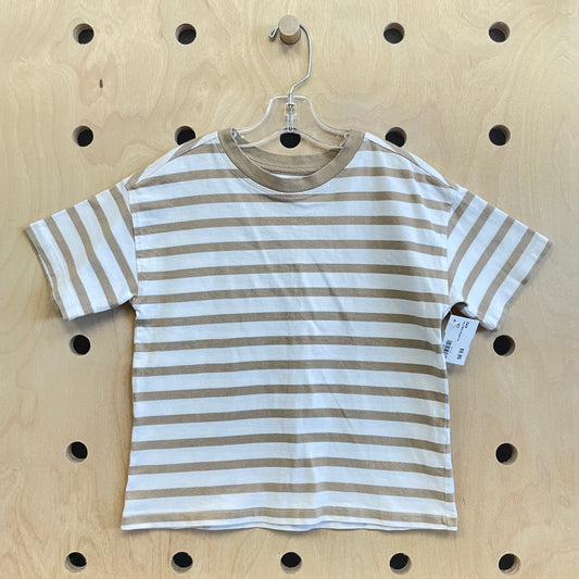 Tan & White Striped Tee