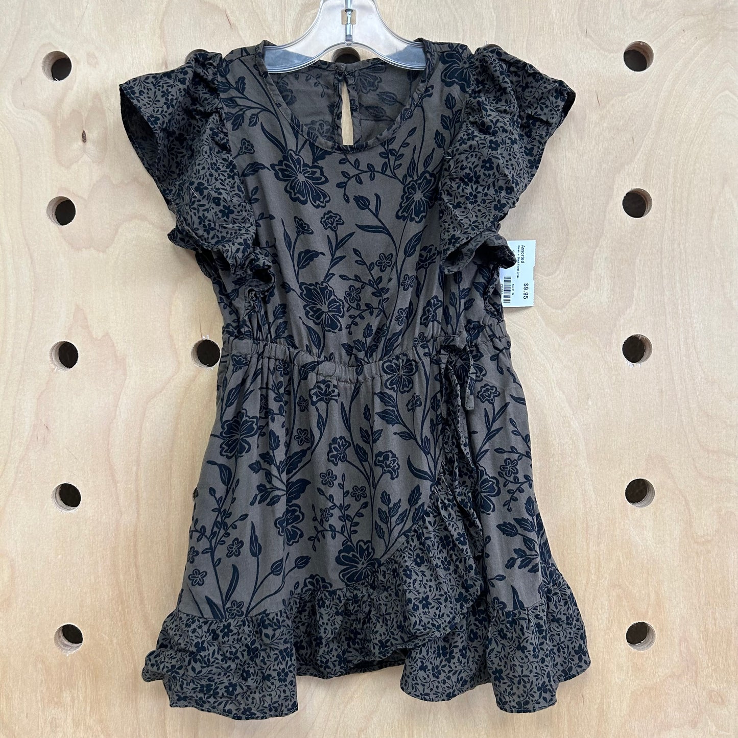 Green + Black Floral Dress