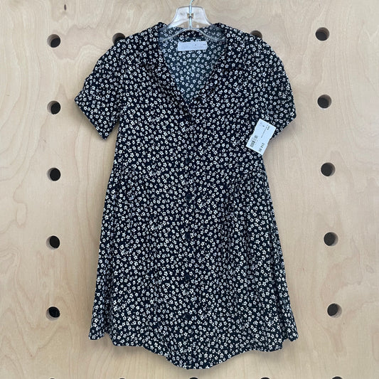 B+W Floral Button Dress