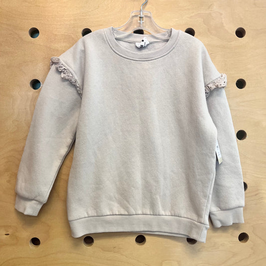 Beige Eyelet Ruffle Pullover