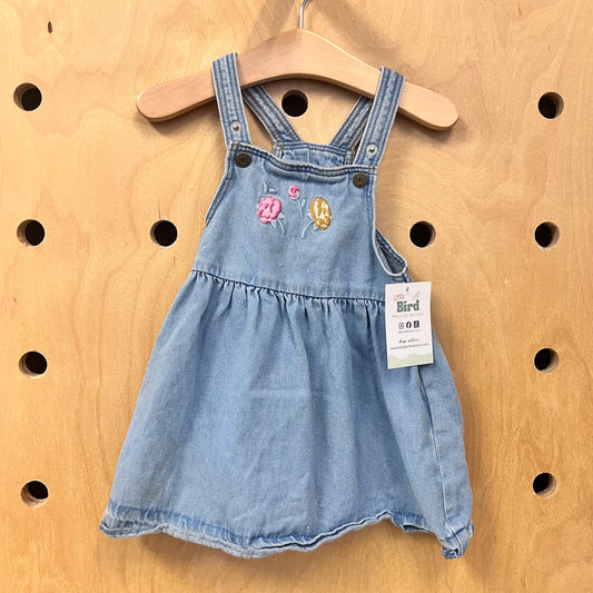 Denim Embroidered Flowers Jumper