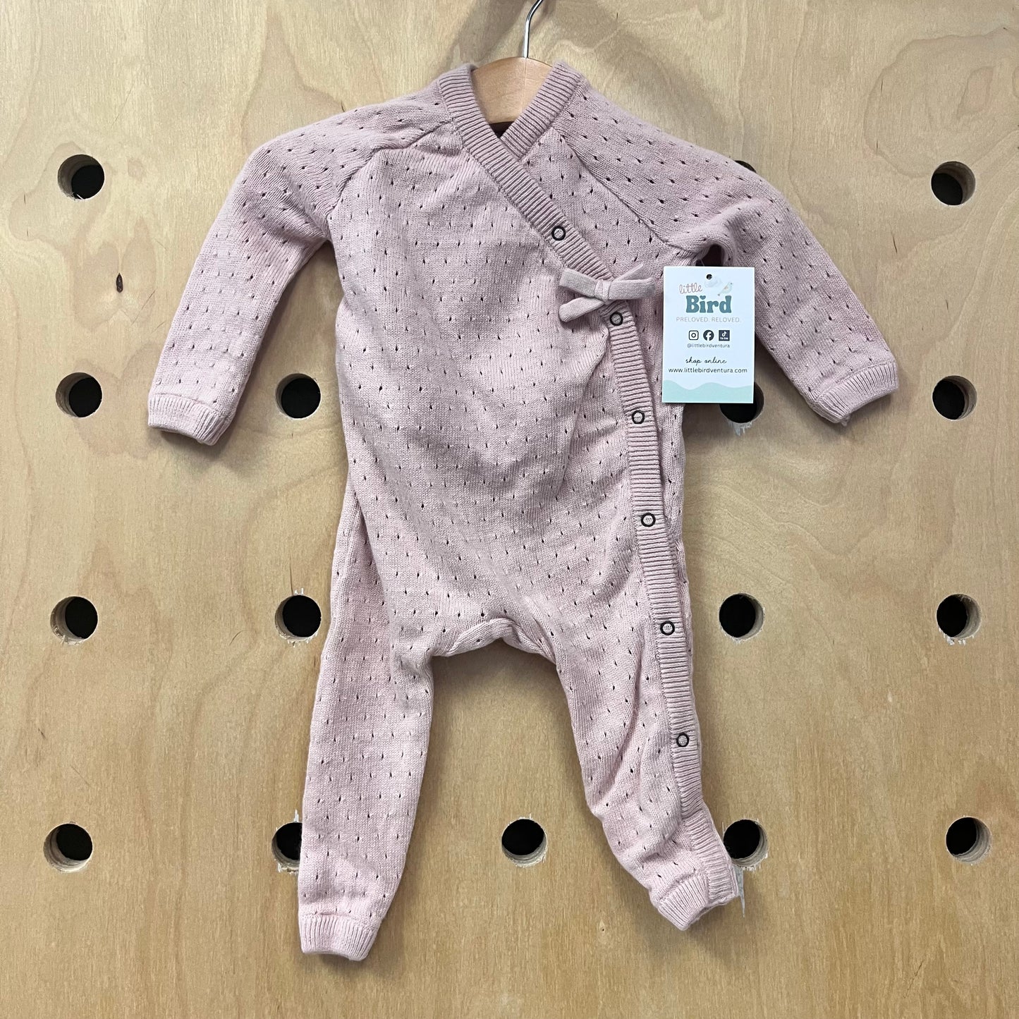 Pink Pointelle Knit Snap Romper