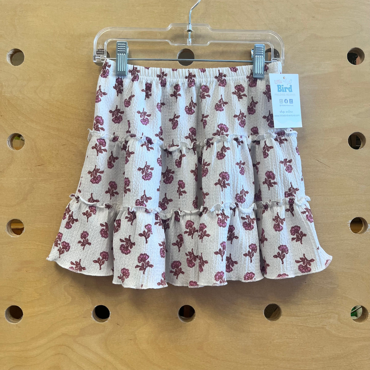 White & Pink Floral Skirt