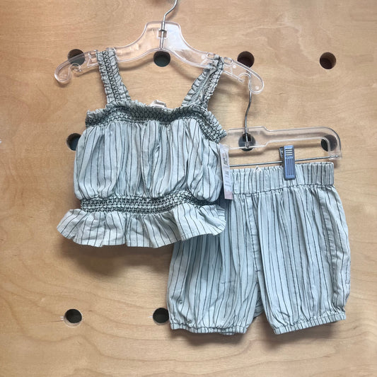 Organic Green Striped Cotton Outfit
