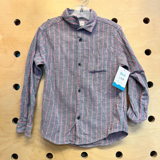 Grey & Pink Striped Button Up Shirt