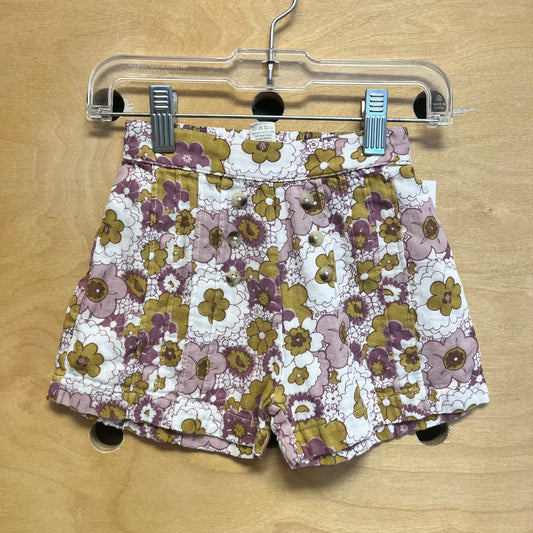 White & Purple Floral Organic Shorts