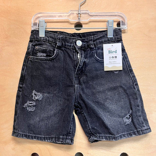 Black Distressed Denim Shorts