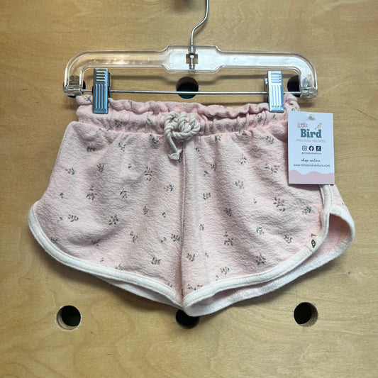 Organic Pink Floral Drawstring Shorts