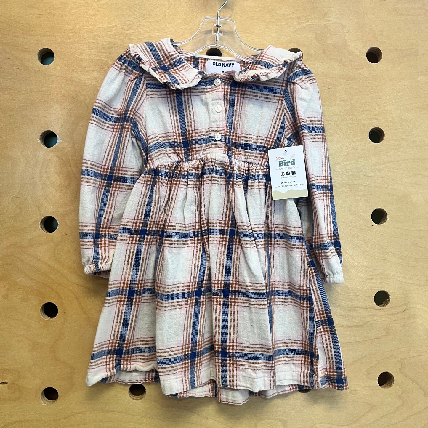 Tan/Blue Plaid Flannel Dress