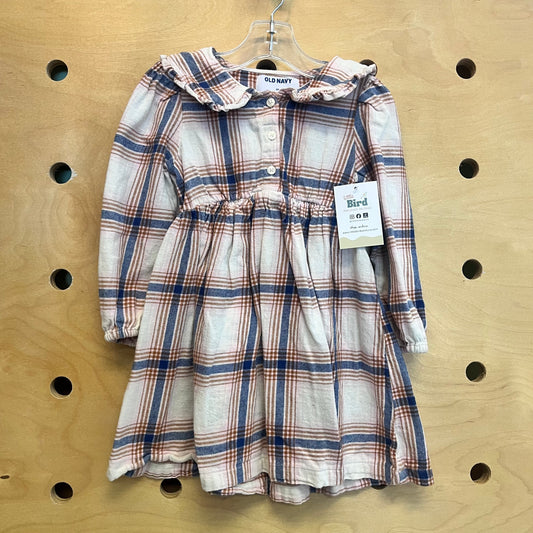 Tan/Blue Plaid Flannel Dress