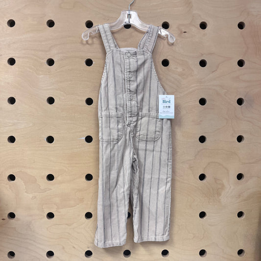 Cream & Navy Snap Cord Overalls