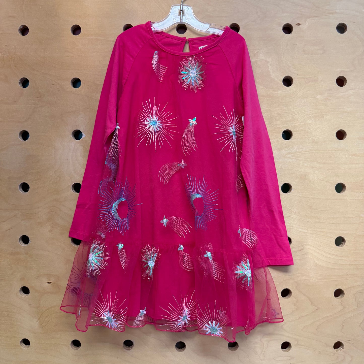 Pink Sequin Starbursts Tulle Dress