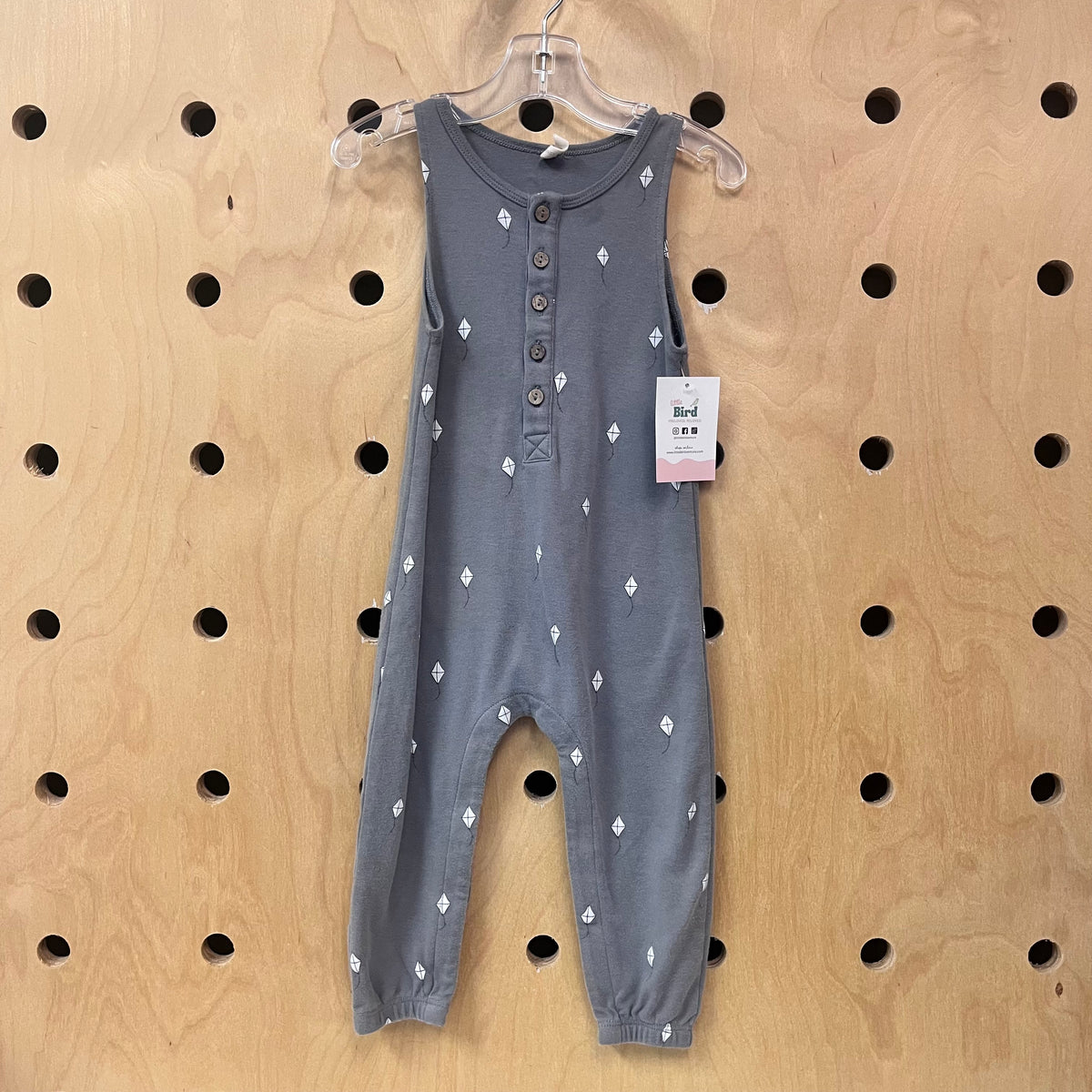 Grey Kite Buttoned Organic Romper