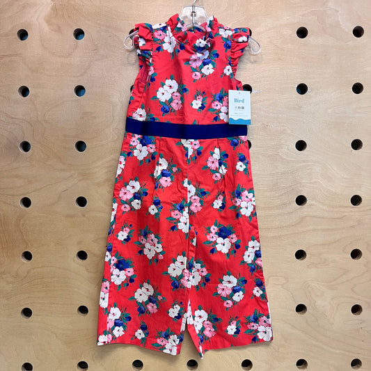 Red Floral Romper