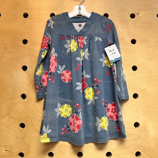 Teal/Red Floral Cotton Dress