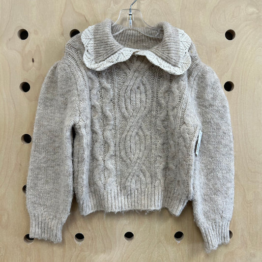 Beige Cableknit Soft Sweater Top