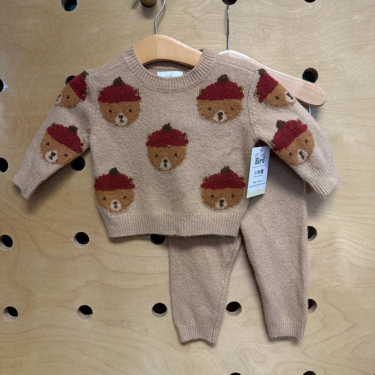 Tan Bear Knit Outfit