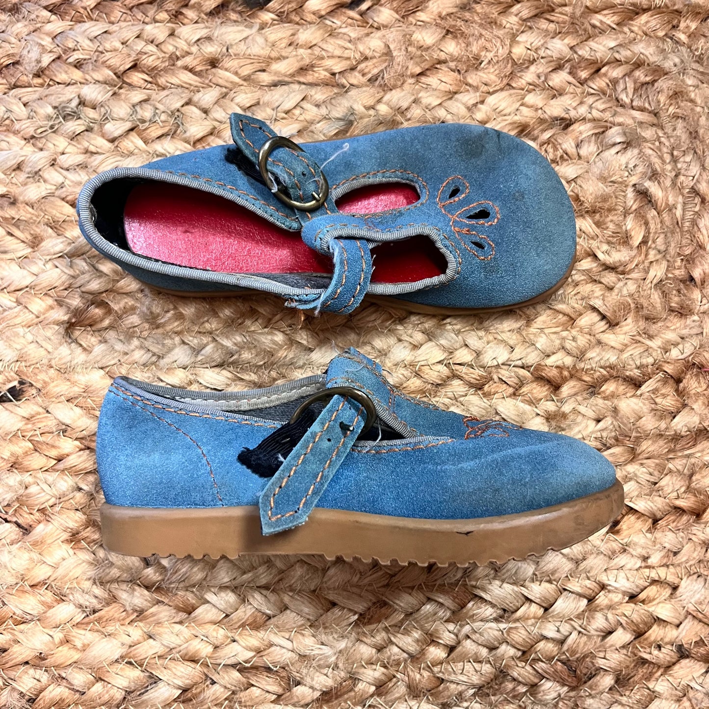 Blue & Red Mary Janes