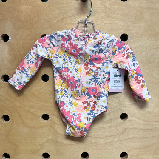 Peach & Pink Floral Swimsuit