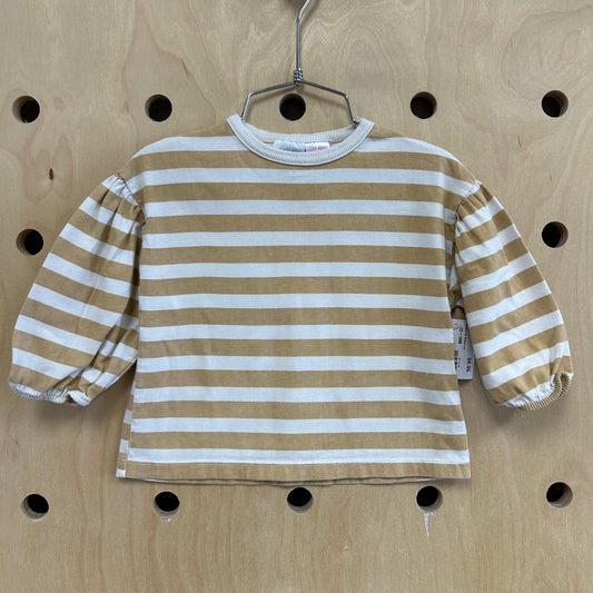 Cream+Tan Striped Tee