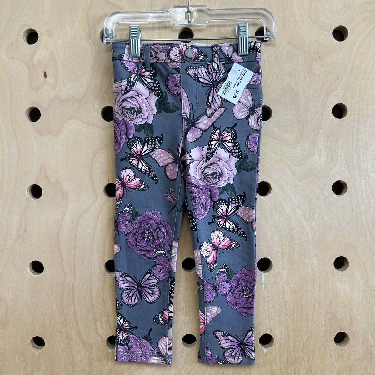 Grey Glitter Roses Knit Jeggings