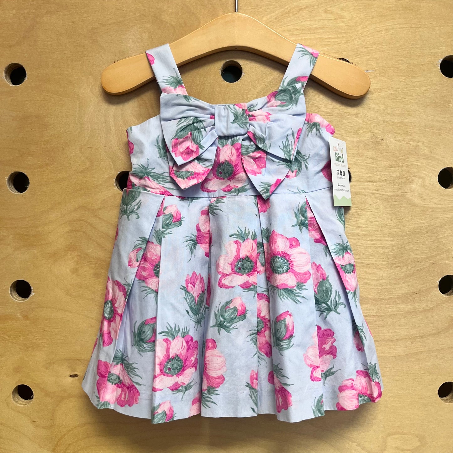 Blue/Pink Floral Bow Tank Dress