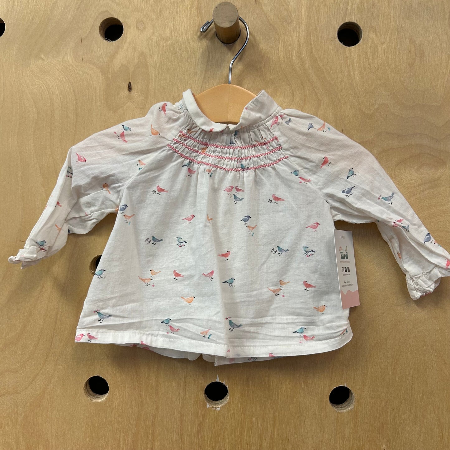 White Birds Button Back Top