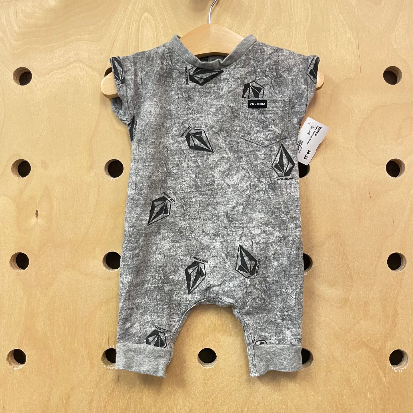 Grey & Black Logo Romper