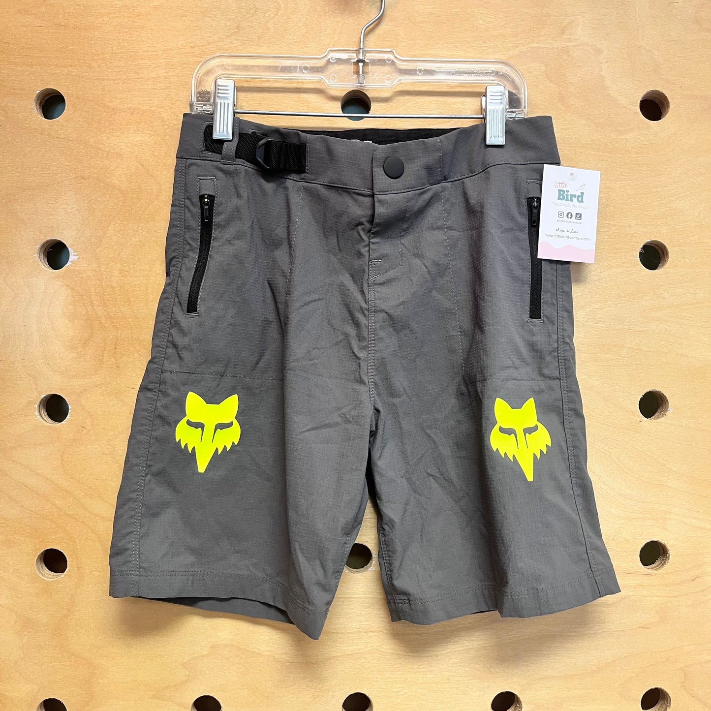 Grey/Green Fox Logo Shorts