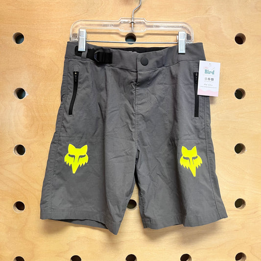 Grey/Green Fox Logo Shorts