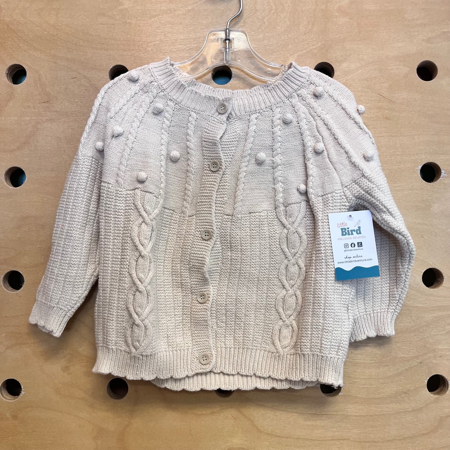 Cream Mixed Knit Knobby Cardigan