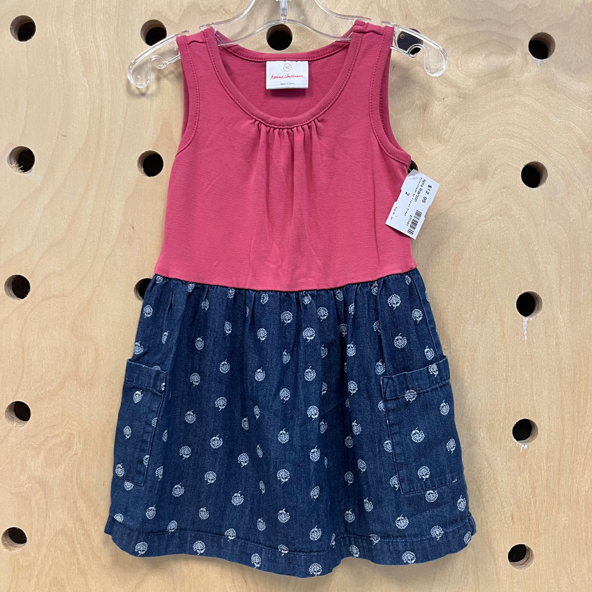 Pink+Chambray Floral Dress