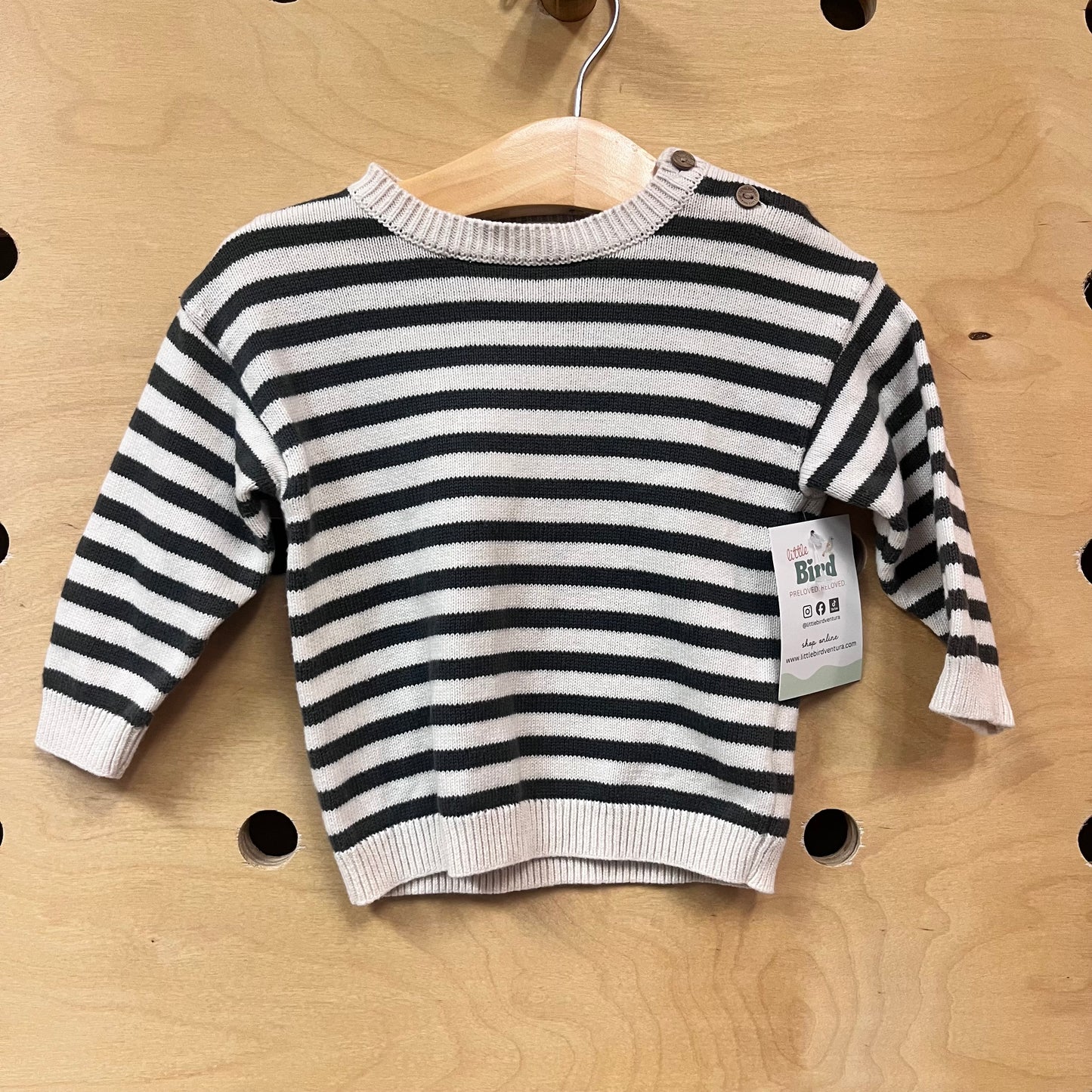 Green & Cream Striped Sweater