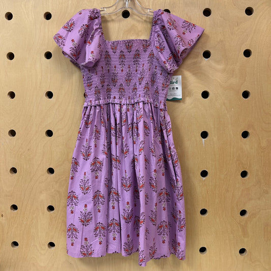 Purple Floral Smocked Dress
