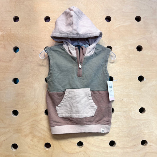 Green/Brown Colorblock Hooded Tee