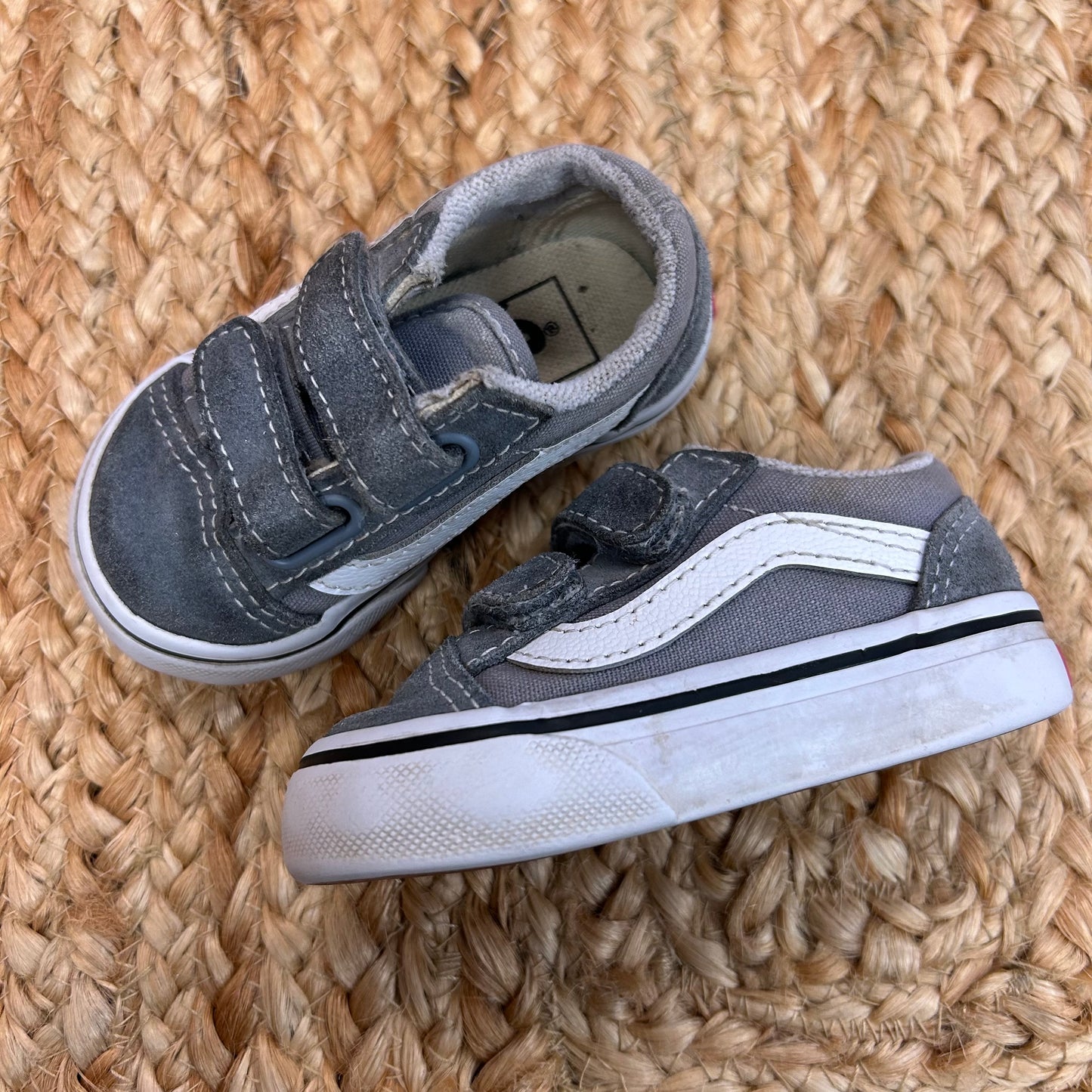 Grey Velcro Low Tops