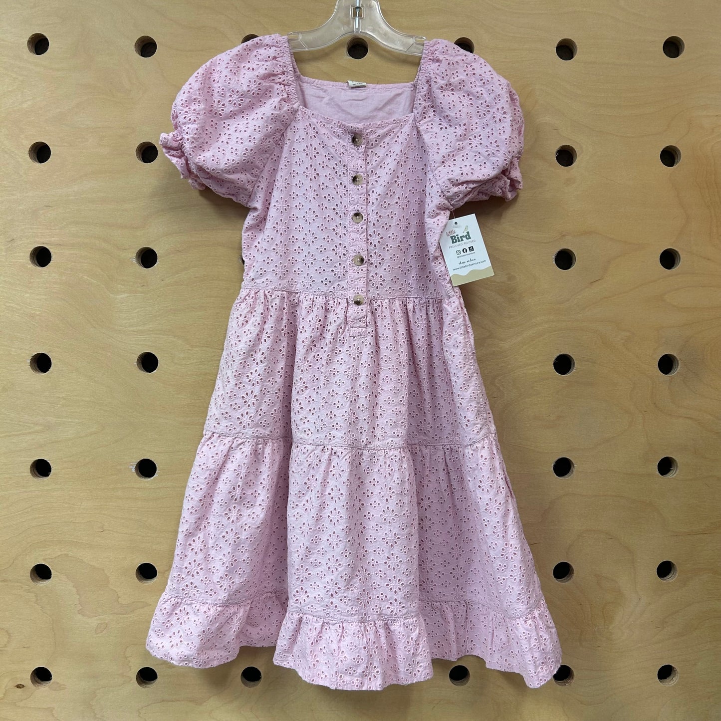 Organic Pink Eyelet Puff Sleeve Dress