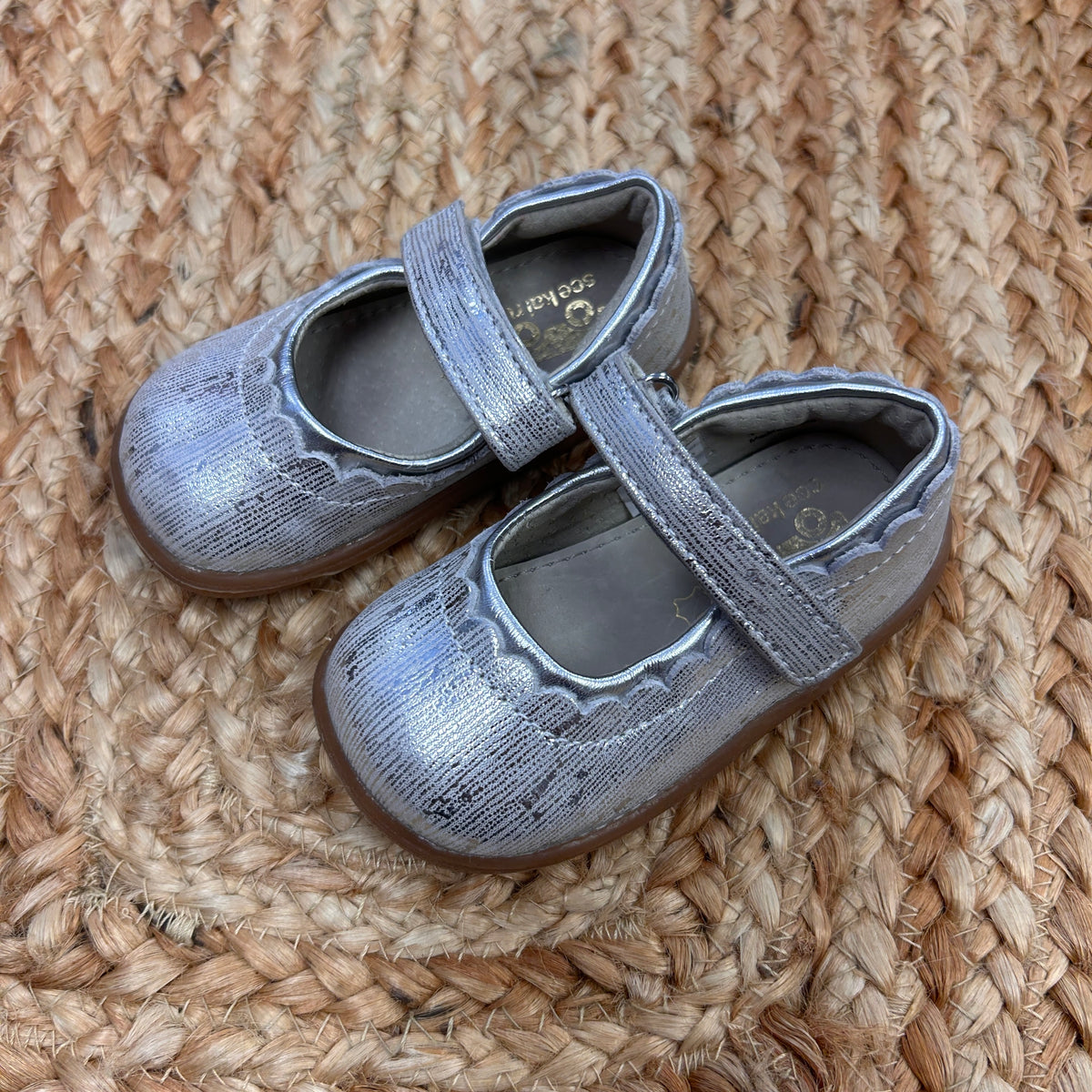 Silver Shimmer Velcro Strap Shoes
