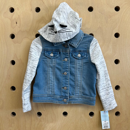 Cat Hood Denim Snap Jacket NEW!