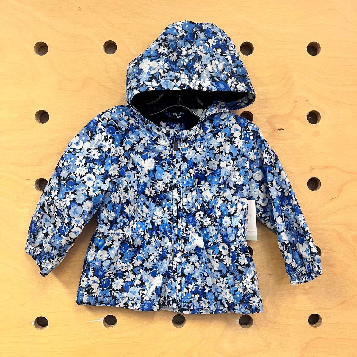 Blue Floral Hooded Windbreaker