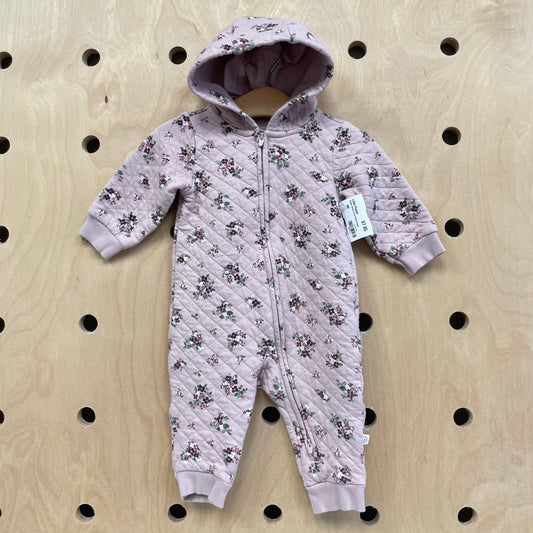 Organic Quilted Floral Hoodie Romper