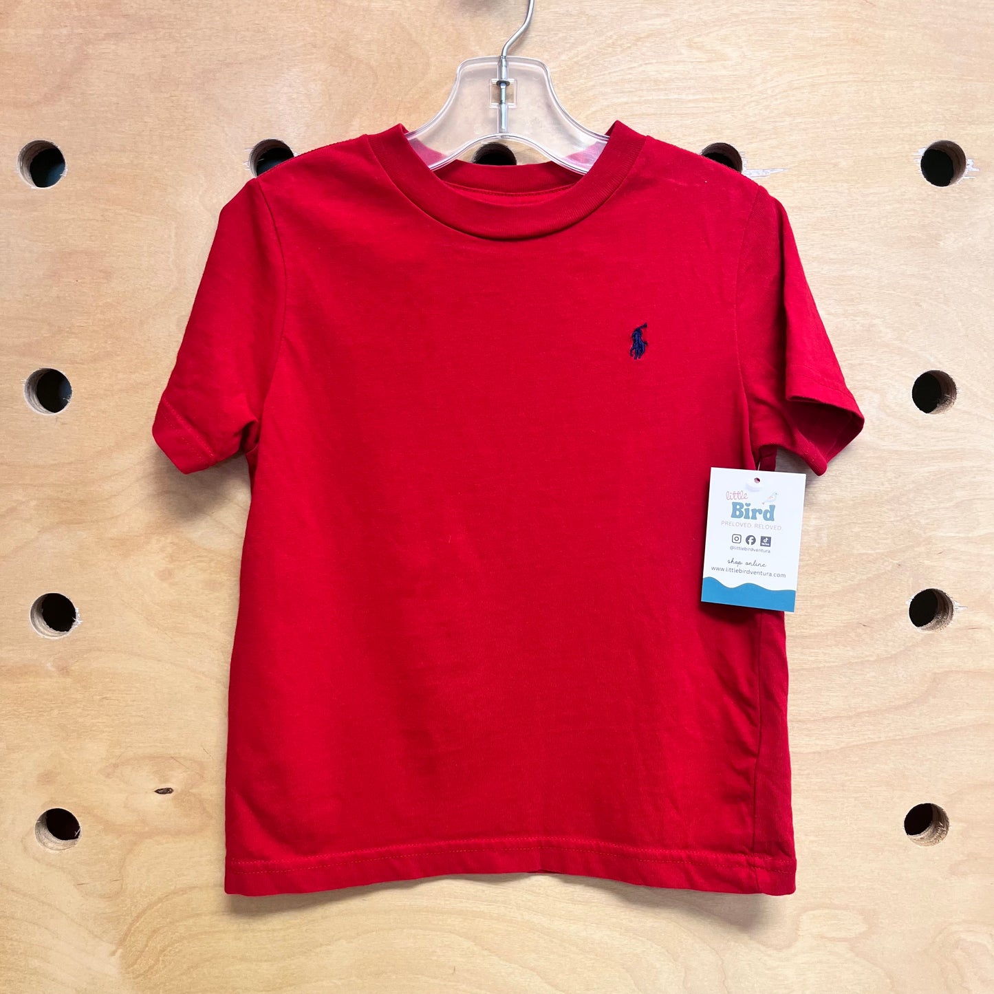 Red Embroidered Logo Tee