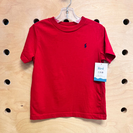 Red Embroidered Logo Tee