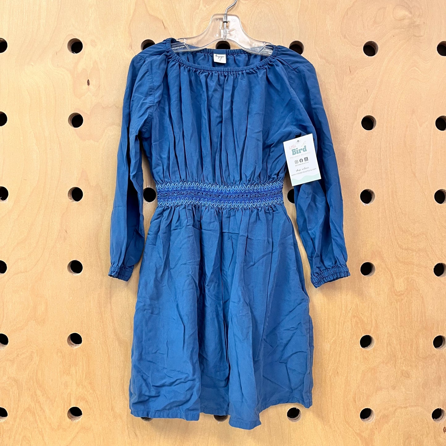 Blue Smocked Waist Dress