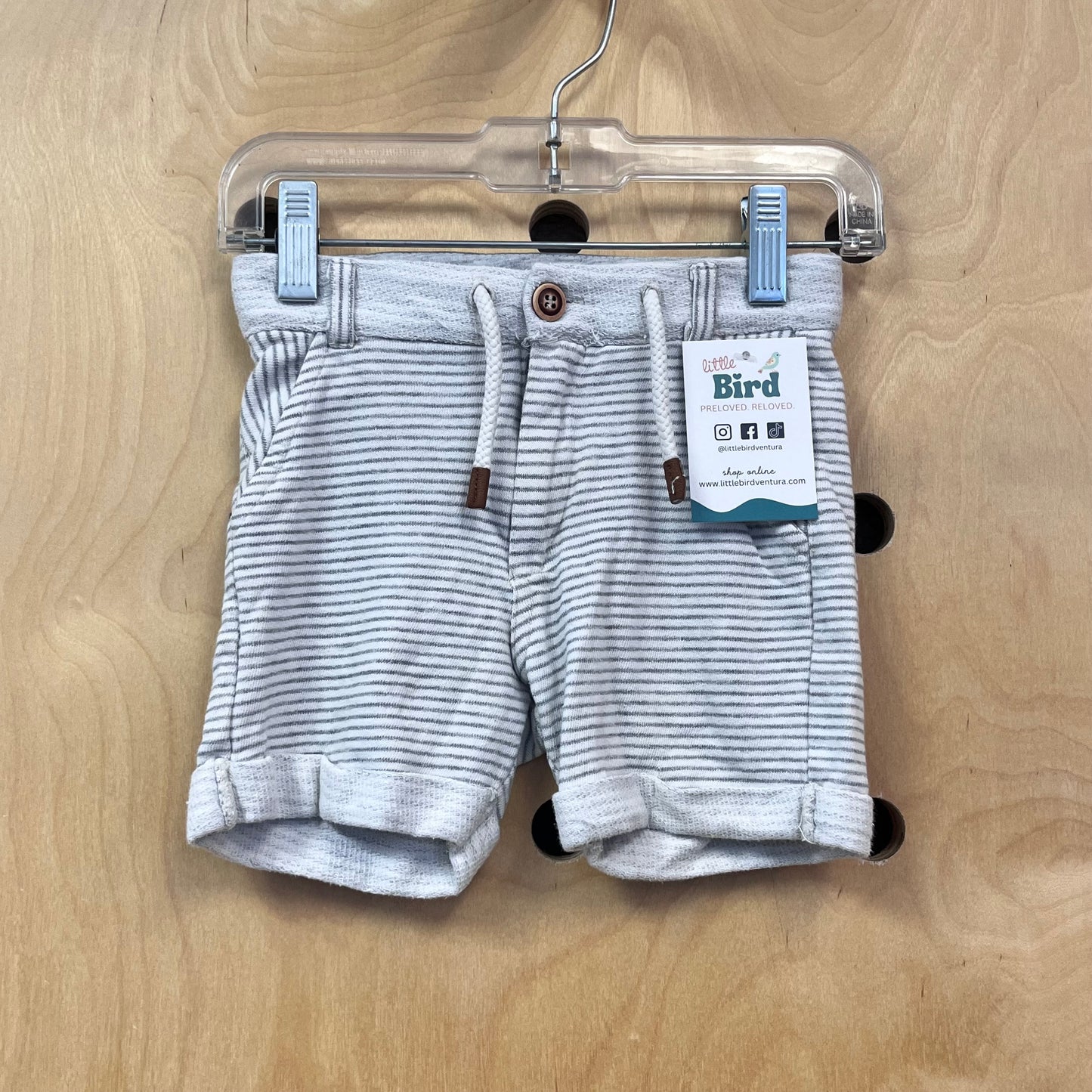Grey Striped French Terry Shorts