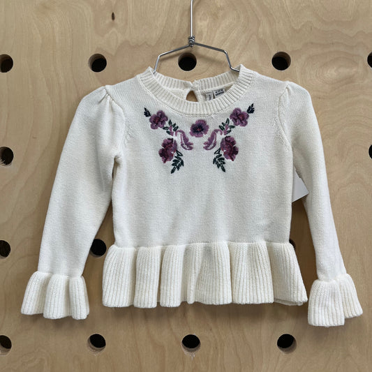 Cream Floral Knit Top